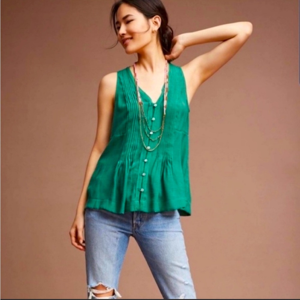 Maeve (Anthropologie) green sleeveless blouse